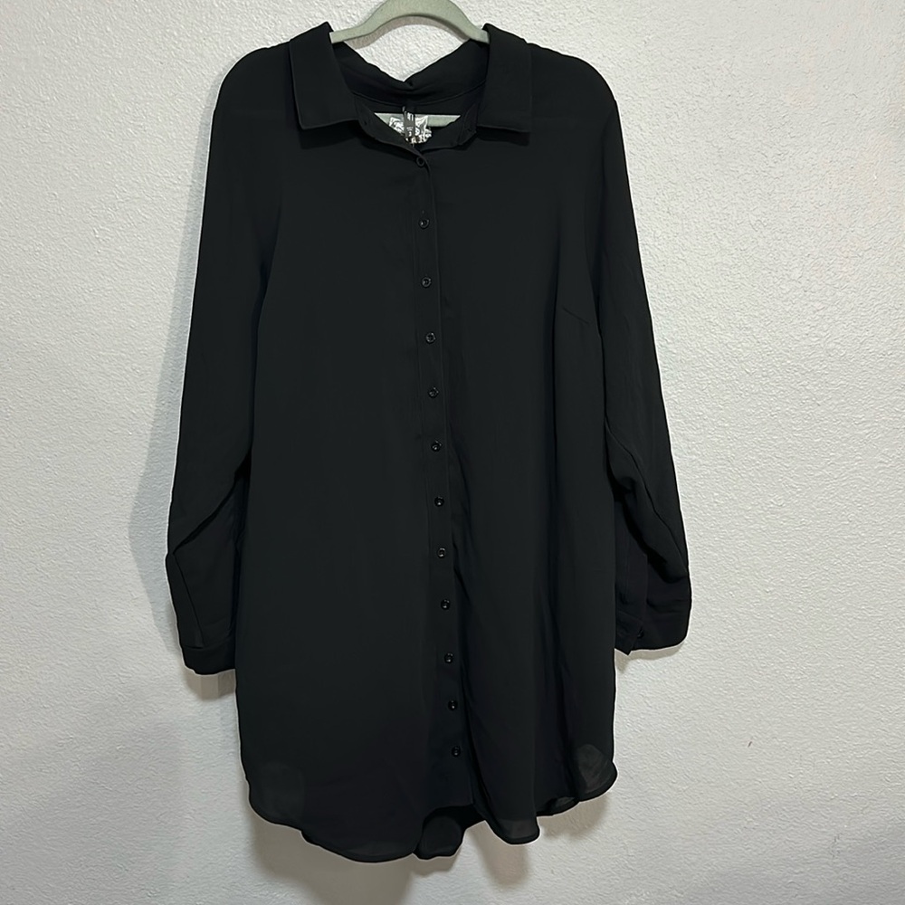Torrid Mini Crepe Button-Down Coverup Shirt Dress